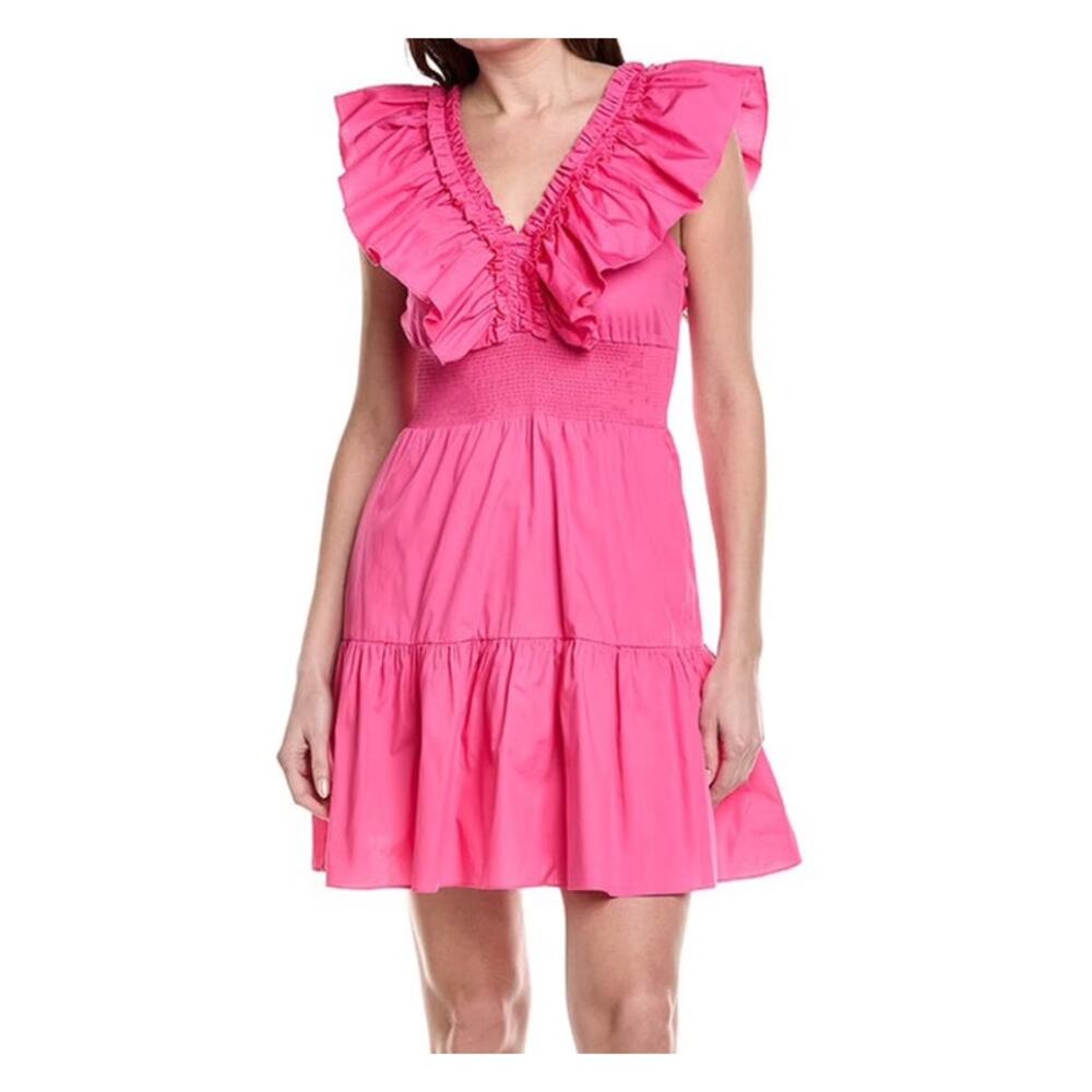 $139 Adrianna Papell 100% Cotton Ruffle Collar Flounce Mini Dress 16 / XL NWT